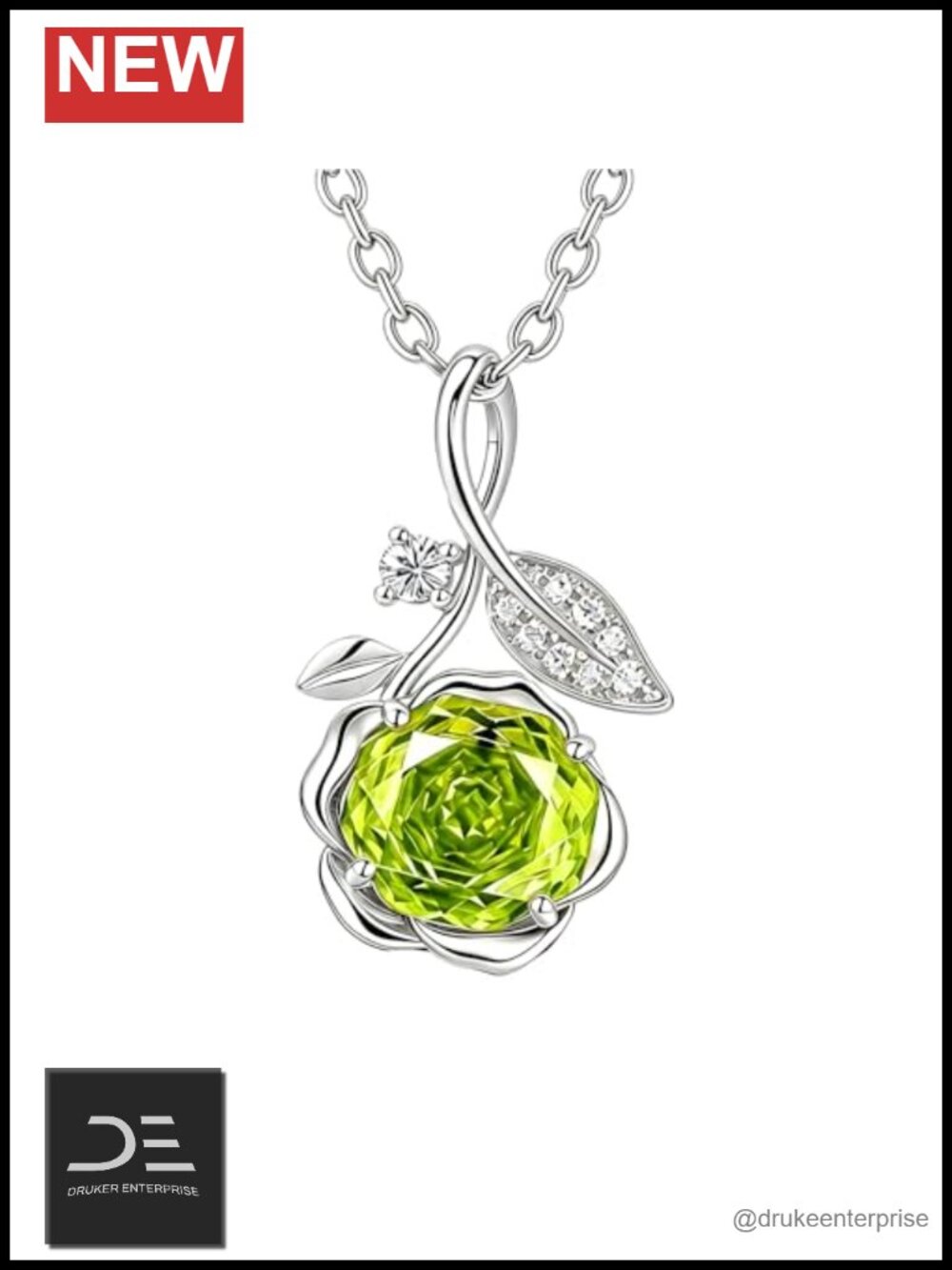 Seiyang Rose Necklace 925 Sterling Silver August Birthstone Flower Pendant 18+2